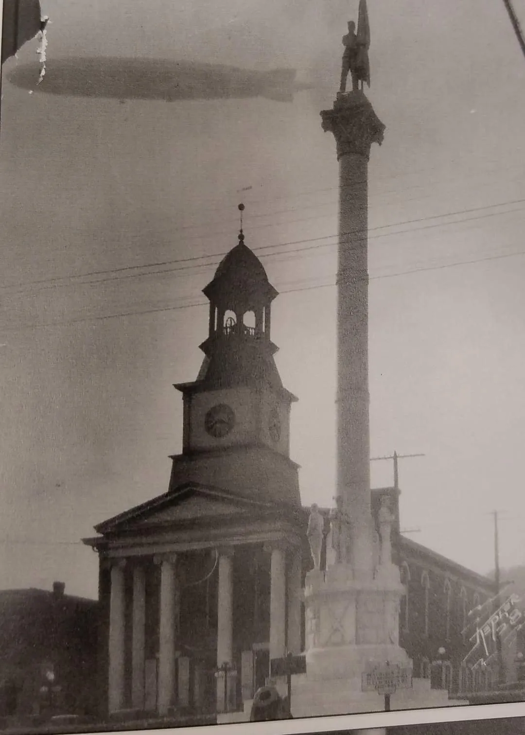 Zeppelin over Lewistown, about 1940